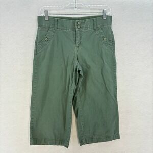 Dockers Olive Green Capri Cropped Pants‎ Women's Size 4 Casual Buttoned Pockets